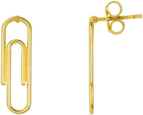 14k Yellow Gold Fashion Paper Clip Earrings Clip on Earring for Women