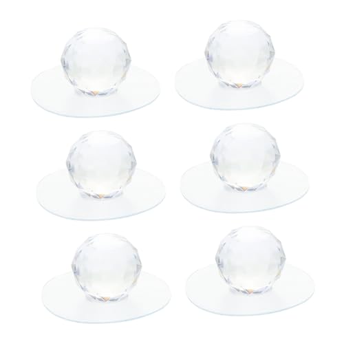 Kisangel 6個 粘着式クリスタル透明ボール型ワードローブハンドル 強力貼り付け耐久キャビネット取手 引き出し用家具ノブ