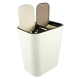 SMASOLO Cubo Basura Doble con Tapa Recipiente Resistente para Cocina y Oficina Contenedor Reciclaje Compacto para Clasificación de Residuos Uso Doméstico y Comercial