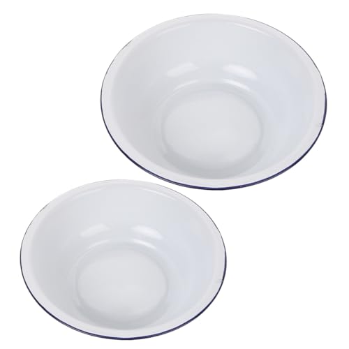 Set de 2 tazones de esmalte blanco 30cm y 32cm miniatura 1