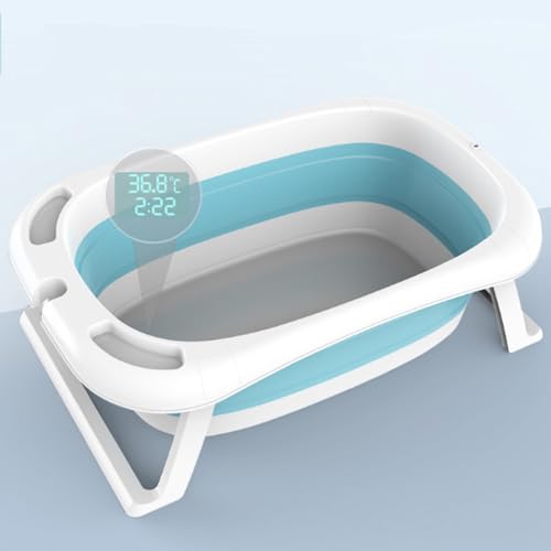 Baignoire bébé pliable avec thermomètre intelligent pour un bain à température idéale de 0 à 6 ans