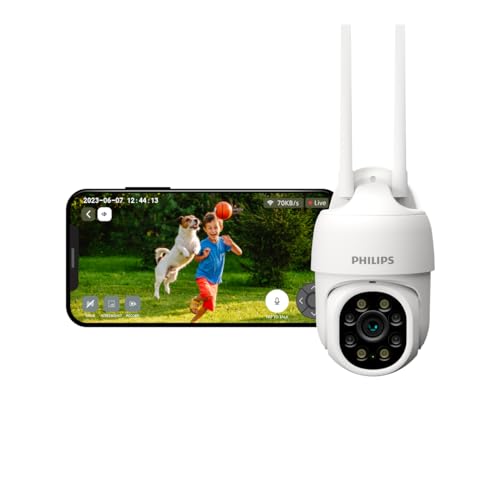 PHILIPS Outdoor Weatherproof WiFi CCTV Camera for Home | Pan Tilt...