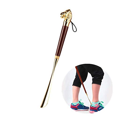 DBSCD Bocina Metal,Calzador Mango extralargo,con Mango Madera Robusto,Duradero,bocina Calidad para Botas y Zapatos Hombres,Mujeres,niños,Personas Mayores,Embarazo