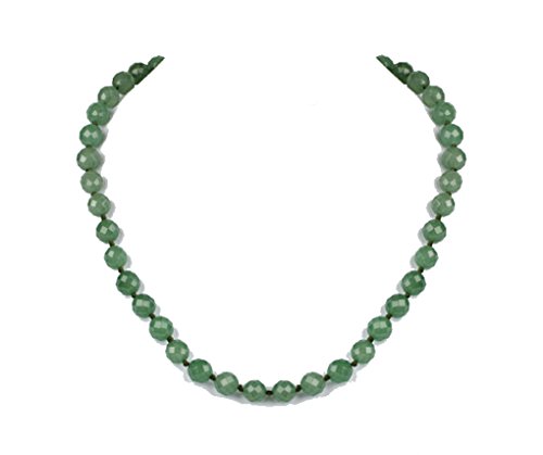 Collier en aventurine naturelle TreasureBay aux perles facettées de 10mm et fermoir magnétique
