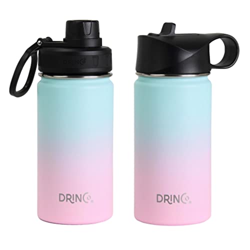 Image of Drinco Stainless Steel Water Bottle Spout Lid Vacuum Insulated Double Wall Water Bottle Wide Mouth Leak Proof Keep Cold Sport Camping Hiking (14oz Macaron)