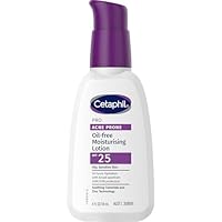 Cetaphil Pro Acne Prone Oil-Free Moisturising Lotion SPF25 118mL, Lightweight Face Moisturiser with UVA & UVB Protection, Non-Comedogenic, Fragrance-Free, Hypoallergenic, Dermatologist Tested