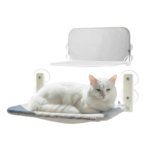 Wintem - Lettino per Gatti con Ventose Potenti e Fodera Lavabile, Letto da Finestra Pieghevole e Salvaspazio, Adatta a Tutte le Stagioni per Relax e Comfort