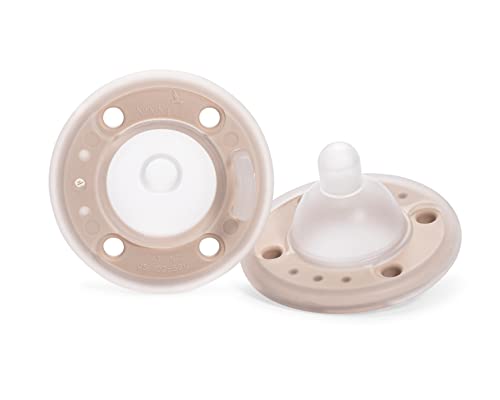 Image of Ninni Co Breastfeeding Promoting Pacifier - Patented Orthodontic Pacifier, Bpa Free,Phthalate Free,Pvc Free Silicone with Natural Skin Texture and Nipple Shape Supporting Healthy Orofacial Development - Oatmeal (2 Pack)