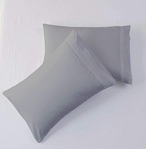 Fronhas de algodão king size, fronhas sólidas cinza claro conjunto de 2, fronhas King 50.8 cm x 101.