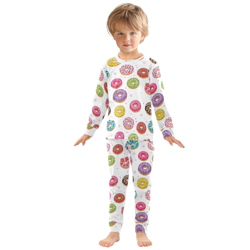Pajama Sets Long Sleeve Colorful Donuts with Sprinkles Soft Comfy Sleepwear 2 Piece PJS 3-8T2