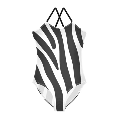 Zebra Black White Stripes Girls One Piece Swimsuit Beach Swimwear 20861849