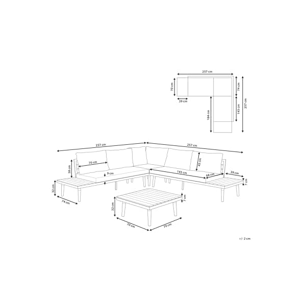 Patioco Lounge Set Corato Akazienholz Dunkelgrau