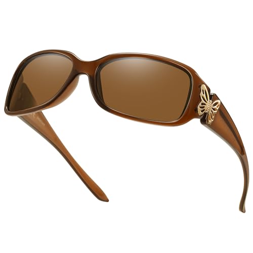 Image of HAOLOTA Women's Polarized Sunglasses - Fashionable Wraparound Butterfly Design with UV400 Protection