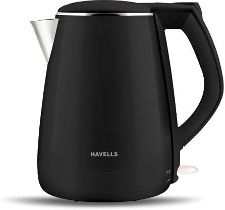 HAVELLS Aqua Plus Black (1500 W) Kettle/Tea Kettle/Tea and Coffee Maker/Milk Boiler/Water Boiler/Tea Boiler/Coffee Boiler Stainless Steel 1.2l