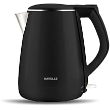 HAVELLS Aqua Plus Black 1500 W Kettle/Tea Kettle/Tea and Coffee Maker/Milk Boiler/Water Boiler/Tea Boiler/Coffee Boiler Stainless Steel 1.2l