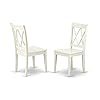 East west furniture clc lwh w clarksville dining room chairs double cross back wood seat chairs set of 2 linen white  urban country home decor