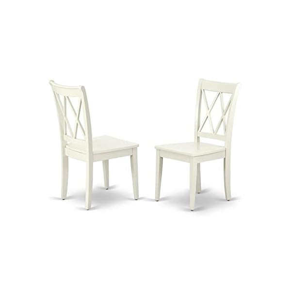 East west furniture clc lwh w clarksville dining room chairs double cross back wood seat chairs set of 2 linen white  urban country home decor