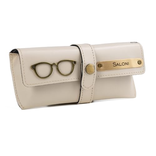 Image of AICA Personalised Name & Charm Leather Sunglass Case Cover for Men & Women | Hard Case Eyewear Cover
