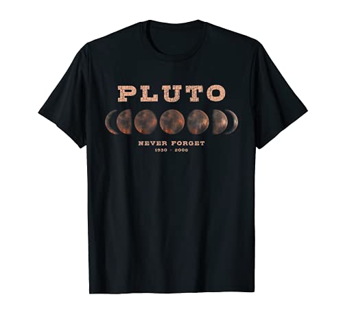 Plutón Nunca olvidar Vintage Retro Diversión Astronomía Planeta Espacio Camiseta
