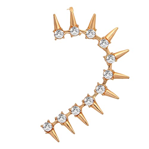 Retro Punk Crystal Rivet Ear Climber Earrings Gothic Sparkly Rhinestone Left Ear Cuff Clip Wrap Earring For Exaggerated Jewelry Jacket For Women Girls 1Pcs (Crystal Rivet Ear) #TOP6
