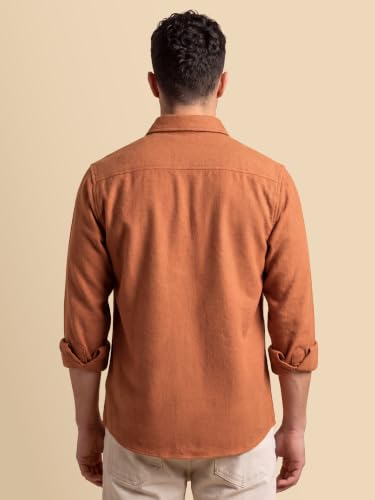 Image of Beyoung Solid Recycled Flannel Shirt for Men | Premium Cotton Flannel | Classic Pointed Collar