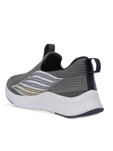 Image of Liberty Leap7x Robin-E Men Sports Walking Shoes - Light Grey and Olive Green | Comfortable and Durable Non-Lacing Closure - Suitable for Running, Gym, Jogging and Outdoor Shoes for Man