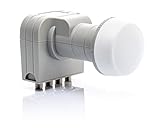 Verstärkung 58 dB Fuba DEK 406 Quattro LNB HDTV, 3D, 4K, Ultra-HD, Wetterschutz für Multischalter grau