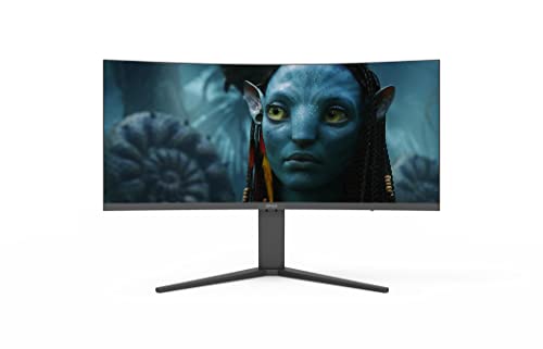 QMAX 34LK950HDM 34 inch Gaming Monitor 165Hz 1ms Curved Ultrawide WQHD (3440 x 1440) Adaptive Sync Height Adjustable, DP Cable Included, with with Built in Speakers