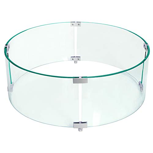Fire Pit Glass Wind Guard Roundï¼Œ23" X 8" Round Clear Tempered Glass Fire Pit Flame Guardï¼ŒFire-Resistant Wind Screens Kit 8mm Thickness Fit 19" Round Fire Pit Burner Pan Outdoor Propane Fire Pit Table