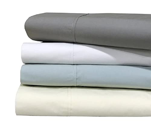 Oversized (102x112) Cotton Percale Flat Sheet Only for Queen Beds, Solid White