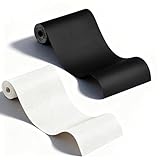 2 Stück Kunstleder Selbstklebend, 50 x 137cm Weiß Schwarz Leder Reparatur Patch Lederflicken Selbstklebender für Autositz Sofa Ledermöbel Jacken Taschen Schuhe