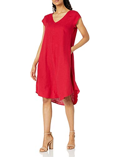Karen Kane Women's V-Neck Dress W/Pockets, Red, Small #TOP29