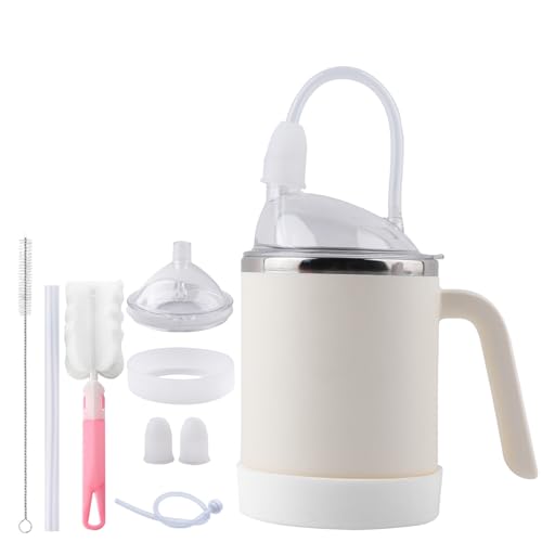 Adult Sippy Cups for Elderly Spill Proof, 3 in 1 Stainless Steel Sippy Cup, 15oz Spill Proof Cup with Straw, for Disabled Adults, Elderly, Hospital Use (Yellow)