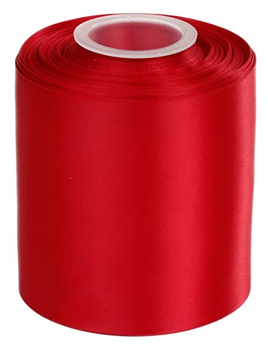 Ribbonitlux 100mm Wide Double Face Satin Ribbon 22 Meters (260-Dark Red, Set for Bow Party Decor, Sewing Applications