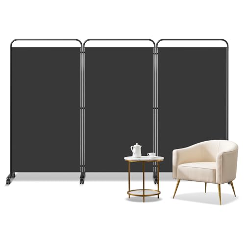 Jaxguom Paravent Raumteiler auf Rollen, 3-Teilig Trennwand Faltbar 263x180x30cm,Sichtschutzwand für...