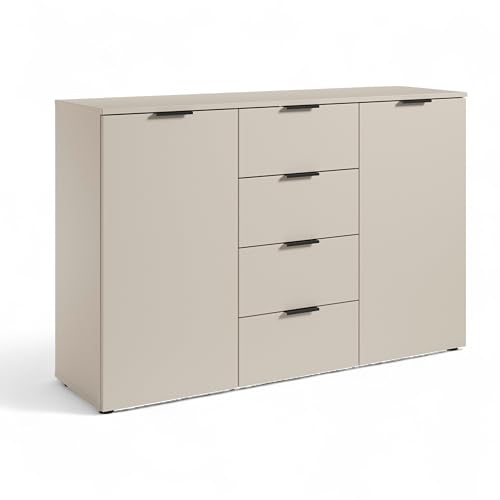 LINZ Cassettiera in - credenza moderna con molto spazio - 135 x 90 x 40 cm larghezza x altezza x profondità cashmere