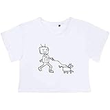 Top corto de manga corta Azeeda Grande \'Perro Que Camina del Robot\' Top Corto de algodón para Adulto (CO00059516)