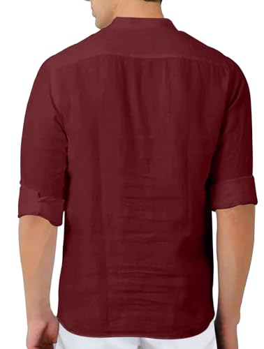 Image of FINIVO FASHION Men's Cotton Blend Solid Full Sleeve Combo Short Kurta Shirt, Regular Fit Solid Pattern Mandarin Collar Straight Kurta Shirt