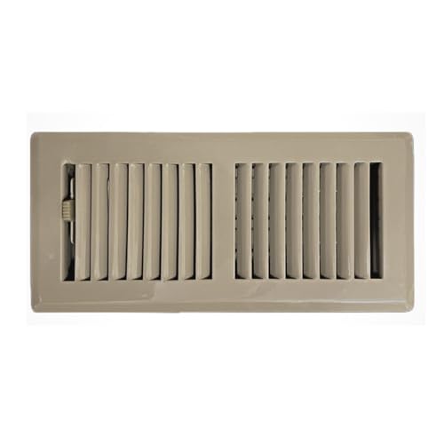 Image of 4 inch x 10 inch Brown Floor Register 2 Way - Stamped Face Steel Vent Cover, HVAC Floor Grille for AC Heat, Fits 4x10 Duct Opening, Heavy Duty Metal Register