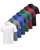 Liloak 7 Pack Men's Polo Shirts Short Sleeve Breathable Quick Dry Moisture Wicking Golf Tops for Gym, Work and Casual Wear