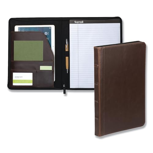 Samsill Vintage Portfolio/Zipper Faux Leather Portfolio, Book Style Hardback Design, Business & Interview Padfolio Organizer - Image 2