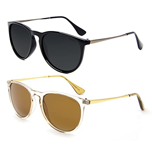 ANDOILT Vintage Polarized Sunglasses - Unisex 55mm 2-Pack