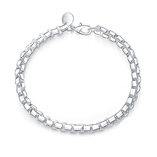 Bracelet à breloques unisexe en chaîne carrée fine pour ado et adulte