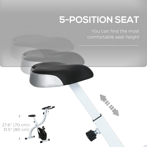 Soozier Foldable Exercise Bike, Quiet Stationary Bike with 8-Level Magnetic Resistance, Adjustable Seat, Pulse Sensor, Wheels and LCD Monitor, Black - Image 6