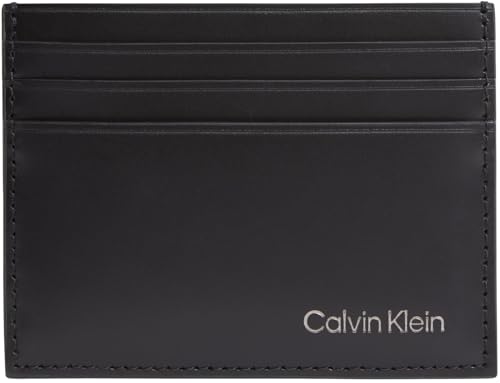 Calvin Klein Cartera Hombre Smooth Cardholder de Piel, Negro (Black), Talla Única