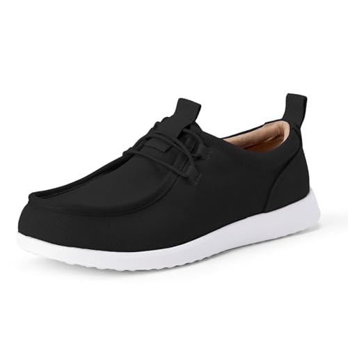 Amazon Essentials Mens Canvas Moc Toe Loafer Black/White 7.5