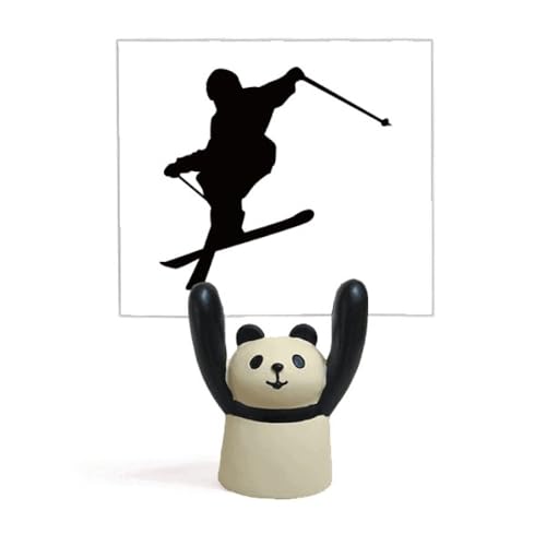 Support de skis panda dessin animé noir pour décoration et protection de matériel sur piste