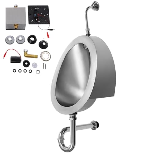 Pinelicorn Wall Mounted Stainless Steel Urinal for Man, Intelligent Flushing Urinals for Men, Commercial Automatic Sensor Urinal for Public Restroom, Men Bathroom (Style - B)
