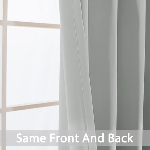 Yakamok Soft and Smooth Blackout Curtains for Bedroom - Grommet Thermal Insulated Room Darkening Curtains for Living Room, Set of 2 Panels (42 x 72Inch, Light Grey)