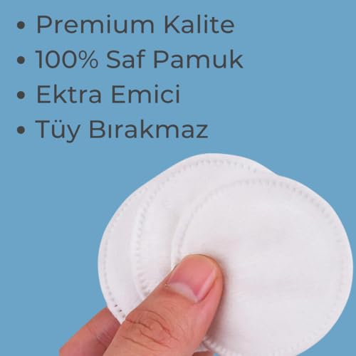 BLUENDY 200 Adet Yuvarlak Makyaj Temizleme Pamuğu -%100 Saf Premium Kalite Disk Pamuk, Fondöten ve Makyaj Çıkarma Pedi, Tüy Bırakmaz, Yumuşak ve Taşınabilir (M, Adet, 200)